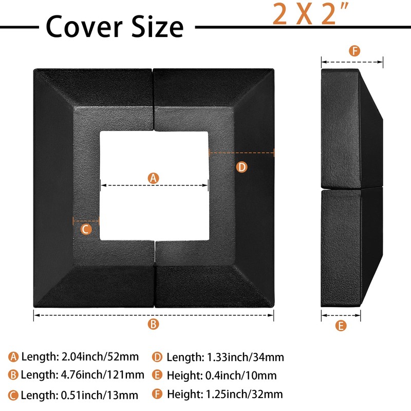 2 Pack 2X2IN Aluminum Split Deck Post Base Cover, Solid