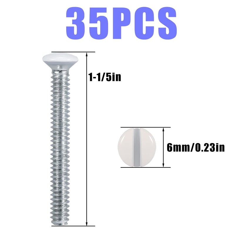 AIEX Long 6-32 Thread White Wall Plate Screws Outlet Cover