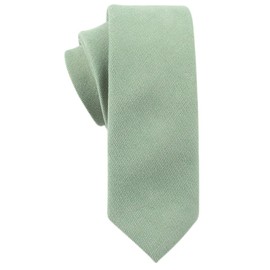 Men Skinny Sage Green Ties Cotton Timeless Narrow Width Best Wedding Neckties for Grooms