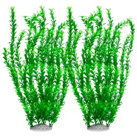 Haolake Artificial Aquarium Plants, 2PCS Fish Tank Decorations, Fish Tank Accessories, Turtle Tank Decorations Fake Aquarium Plants for Fish Tank Decor, Aquarium Decor (21 Inch，Green)