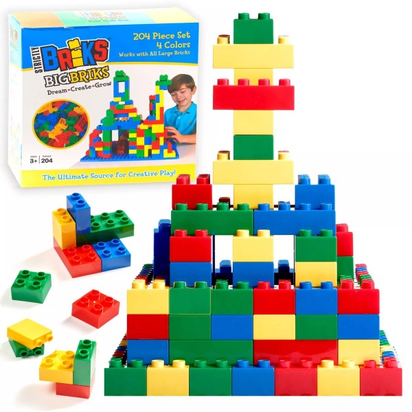 Strictly Briks Large Big Bricks Set, Blue Green Red Yellow