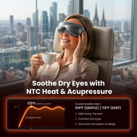 Eye Massager with Heat and Cooling, FSA Eligible HSA, Massaging Eye Mask for Head Tension, Heated Eye Massager Mask for Dry Eyes, Migraines, Reduce Strain