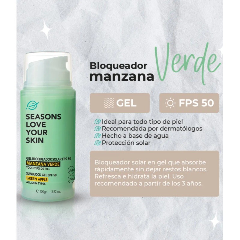 Loción Astringente + Gel Bloqueador Solar Fps 50 Manzana