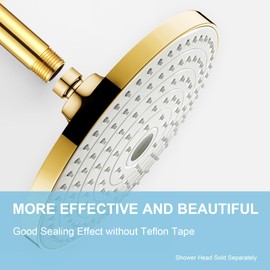 OFFO Shower Arm with Flange, Gold 3 Inches Ceiling Mount Replacement Rain Shower Head Straight Arm Ceiling-Mounted For Fixed Shower Head & High Pressure Rain