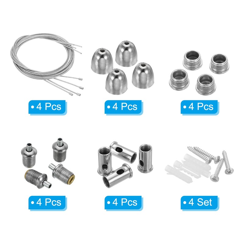 PATIKIL Ceiling Hanging Wire Cable Kit, 4 Set Lights Panel