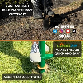 Landzie Bulb Planter Tool Grass Plugger Tool Manual Sod Cutter and Sod Plugger Tool for Grass Plugs and Sod Remover Lawn Plugger Tool and Grass Plug Tool Zoyosia Grass Plugs Lawn Plugger Grass Repair