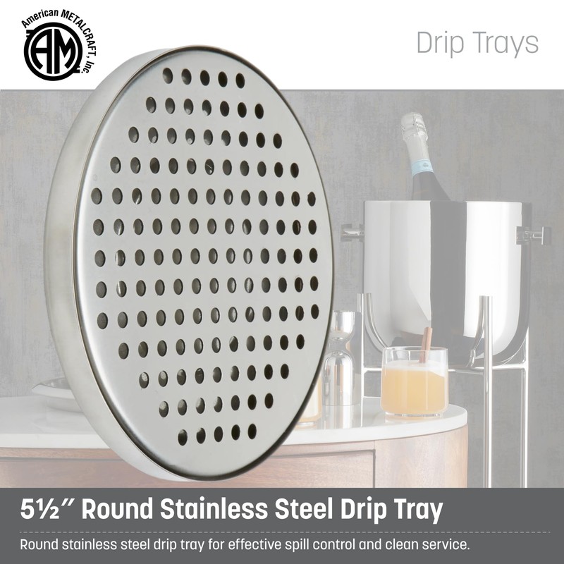 American Metalcraft DT3 Stainless Steel Drip Tray, Round, 5.5"L x