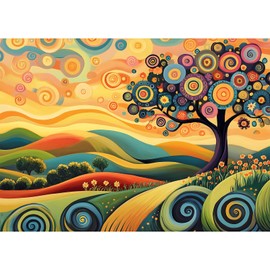 Colorful Tree Landscape 1000 Piece Puzzle for Adults - Fun Puzzles Art Painting Jigsaw Puzzles Family Game Home Decor