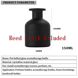1PCS 150ml/5oz Empty Glass Diffuser Bottle Aromatherapy Jar Pot Mini Vase Container Fragrance Accessories Use for DIY Replacement Diffuser Sticks Sets(Black)