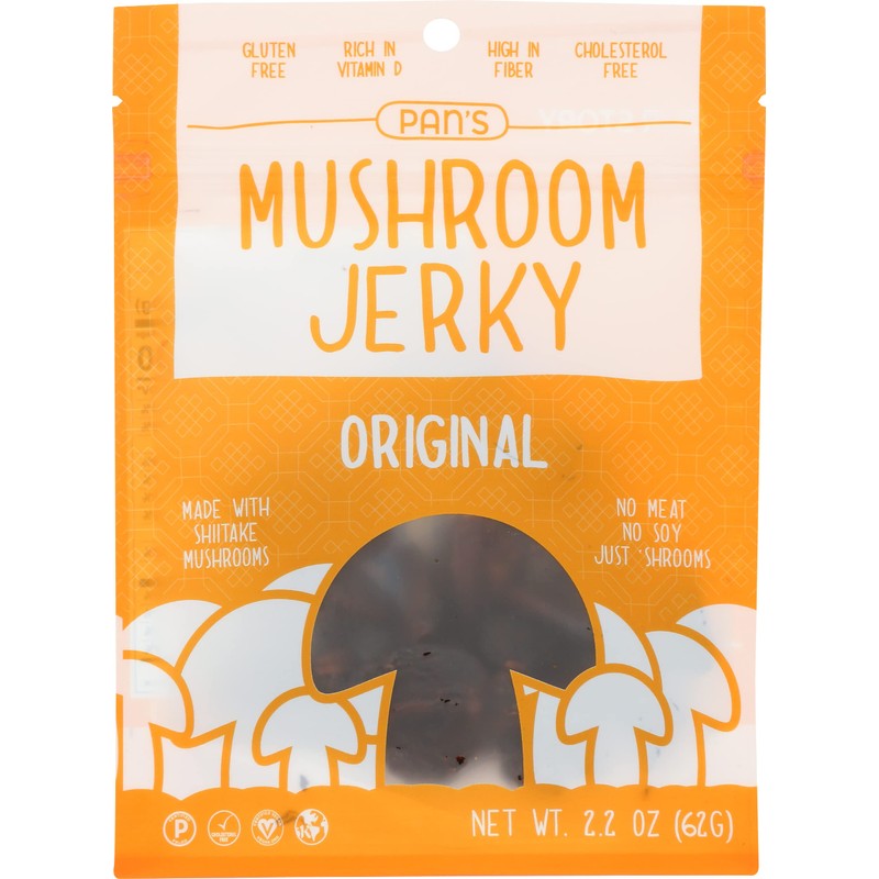 Pan's Mushroom Original Flavor Dried Mushrooms Shitake Jerky, Gluten Free,
