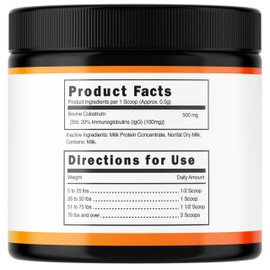 Peak Pets Bovine Colostrum for Dogs (90g) Raw Colostrum Powder for All Ages, Breeds & Sizes - Immune, Allergy, Skin & Itch Support - 20% Immunoglobulins - Non GMO, Third Party Tested, USA Made - 3.17oz