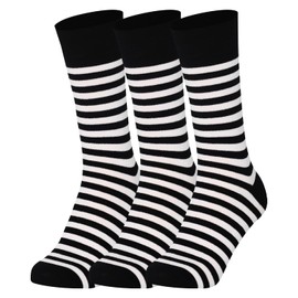 Mysocks Colourful Striped Socks for Men and Women Made of Cotton, Men's Socks, Women's Socks for Casual and Business Socks, Seamless Toe End, 3 pairs stripes white black