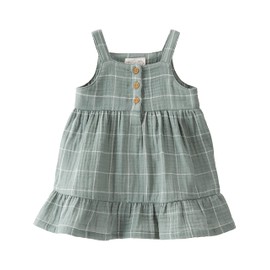 little planet by carter's baby-girls Baby & Toddler Girls' Organic Cotton Dress, Spring Moss Plaid, 6 Months