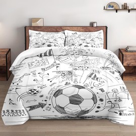 WeCozy 2 Pcs Twin Size Comforter Set with Pillowcase, Game Painting Ball Cup Soccer Soft Bedding Set for Kids and Adults Bedroom Bed Decor