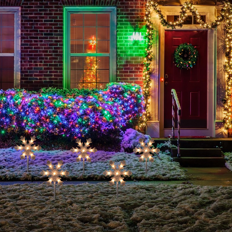 Northlight Lighted Snowflake Christmas Pathway Markers - 14.25" - 5ct