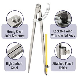 Mr. Pen - Compás profesional para carpintería, compás de 8 pulgadas con ala