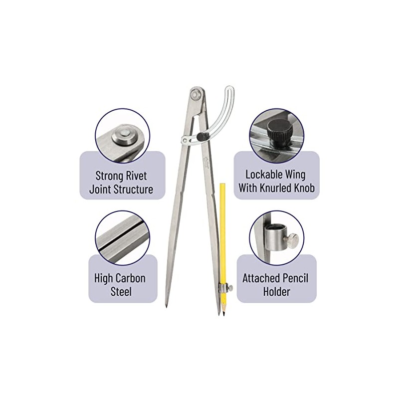 Mr. Pen - Compás profesional para carpintería, compás de 8