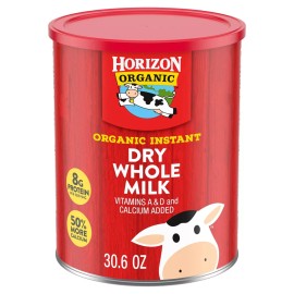 Horizon Organic Instant Dry Whole Milk, 30.6 Oz. Canister W/ 960g of Whole Milk