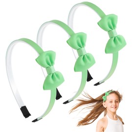 oruola 3pcs Green Headband with Bow,School Hair Bows on Headbands Alice Bands for Girls,Elegant Green School Hair Accessories