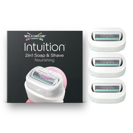 Wilkinson Sword Intuition 2in1 Soap & Shave Nourishing Razors for Women, Built-in Vegan Soap, 3 Women's Razor Blade Refills