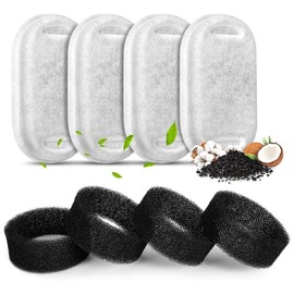 Cat Water Fountain Filters, Compatible with Stainless Steel Pet Fountain 8 Filters with 8 Sponges Replacement Filters for Cat Fountain (8)