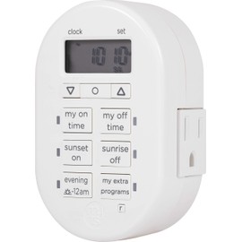 myTouchSmart Simple Set 7-Day Digital Timer, 2 Grounded Outlet Timer, Sunrise-Sunset Indoor Timer Outlet, Programmable ON/OFF Plug Timer, 125V Light Timer, Lamp Timer, Seasonal Lights, White, 35150