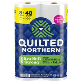 Quilted Northern Ultra Soft & Strong Toilet Paper, 8 Super Mega Rolls = 48 Regular Rolls, 5X Stronger*, Premium Soft Toilet Tissue