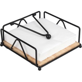 Napkin Holder for Table, Flat Napkin Holder with Weighted Arm, Rustic Metal Square Paper Napkin Organizer for Kitchen, Restaurant, Farmhouse, Dinner, Outdoor