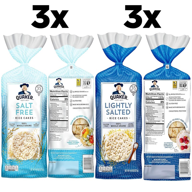 Quaker Large Rice Cakes, Gluten Free, Lightly Salted + Salt