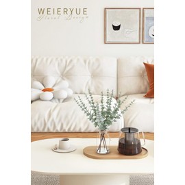 Artificial Eucalyptus Stems in Glass Vase with Faux Water,Artificial Plants Eucalyptus Leaves for Shelf Desk Bathroom Farmhouse Room Coffee Table Home Decor, Central Decoration.