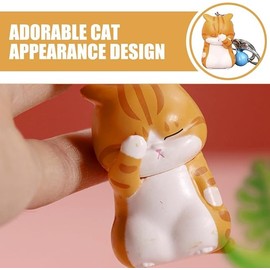 Gowxs Yellow Cartoon Cat Keyrings, Beautiful Cat Keychain Charms, Neko Key Ring Pendant, Shy Chubby Kitten Bag, Jewellery, Animal Hanging Decor for Women and Girls, yellow