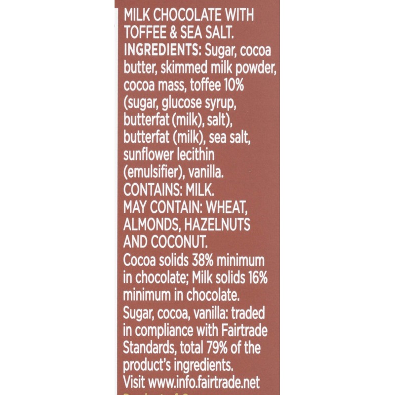 DIVINE CHOCOLATE Chocolate, 38% Milk Chocolate with Toffee & Sea