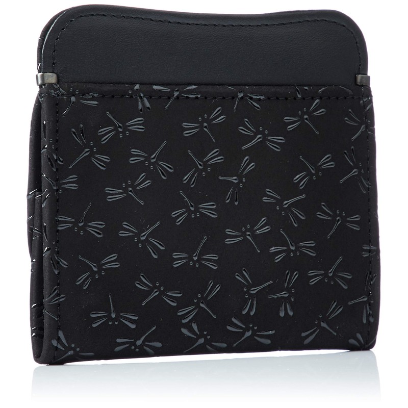 Indenya Coin Purse G, Black Deerskin x Black Lacquer Dragonfly