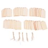 50pcs Wood Pieces DIY Natural Rustic Unfinished Wood with Hemp