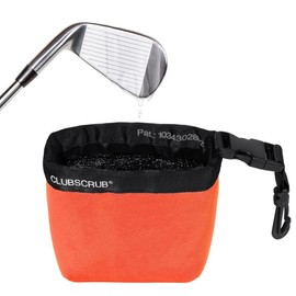 Club Scrub Golf, Golf Club and Golf Ball Cleaning Bag, Waterproof Clean Face Technology Liner, Detachable Clip, Machine Washable, Cleans Club Grooves, Dry Exterior golf gift - Color: Orange Classic