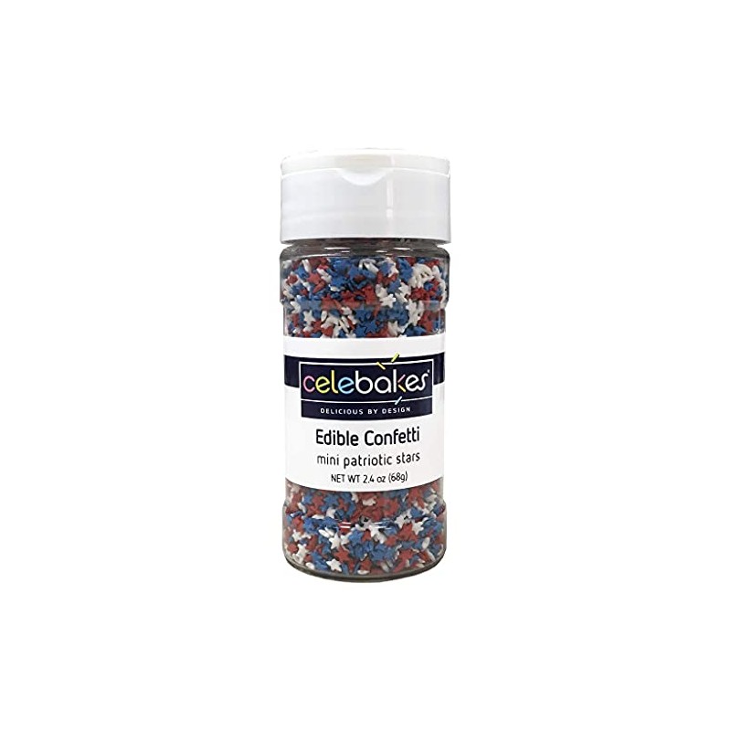 Celebakes by CK Products Mini Patriotic Stars Edible Confetti, 2.4