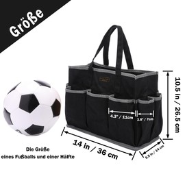 Tool Bags, 16 oz Waxed Canvas Tool Bag, Tool Carry Bag with 1 Large Capacity & 10 Small Pockets - Robust Multi-Time Accessible Bag for Gardeners, Mechanics, Craftsmen, Black