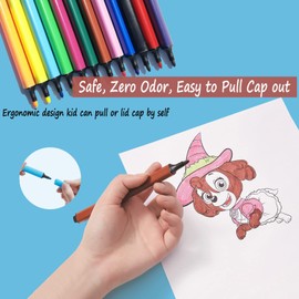 Yuliyaya Washable Markers, Fine Tip 12 Assorted Colors School Marker Pens, Wet Erasable on Whiteboard, Glas, Coloring Pens Paint Art Set