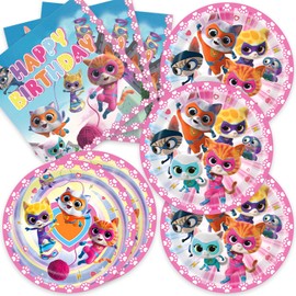 MUSNOW 40Pack Super Kitties Party Supplies include 20 plates, 20 napkins for the Super Kitties Party Decoration Plates