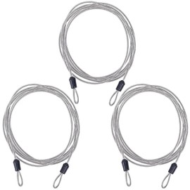 GORGECRAFT 3Pcs 2M Long Security Safety Cable Luggage Lock 3mm Braided Stainless Steel Safety Cable Wire Rope Double Loop Lightweight Security Chains for Outdoor Gate Luggage Lock