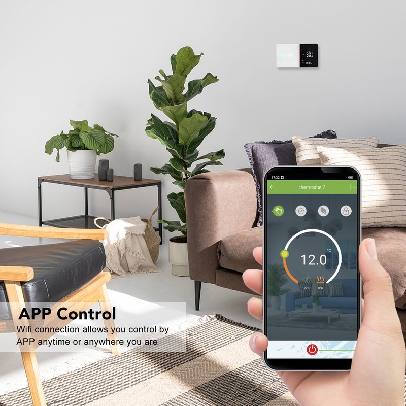 Thermostat with WIFI Voice Control Timed Programmable Slider LCD Negative
