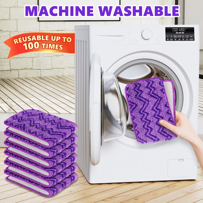 6 Pack Reusable Mop Pads Compatible with Swiffer PowerMop -