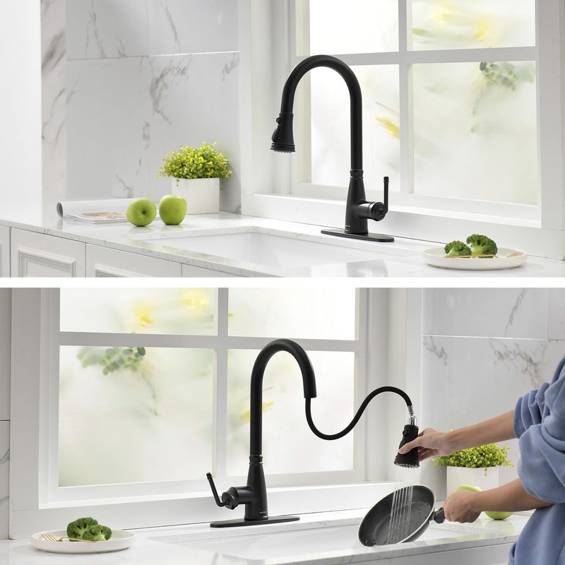 Lavatrum Polished Chrome Antique 17 inch Kitchen Faucet with Pull
