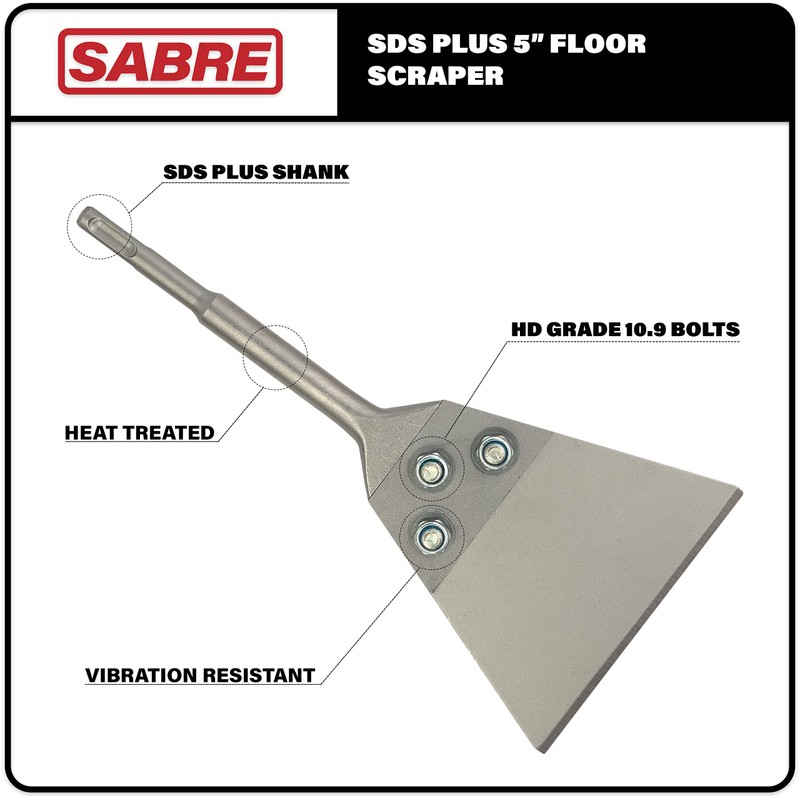 Sabre Tools 5 Inch SDS Plus Floor Scraper Tool Kit,