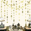 Gold Eid Mubarak Ramadan Decorations Hanging Star Moon Circle Dot