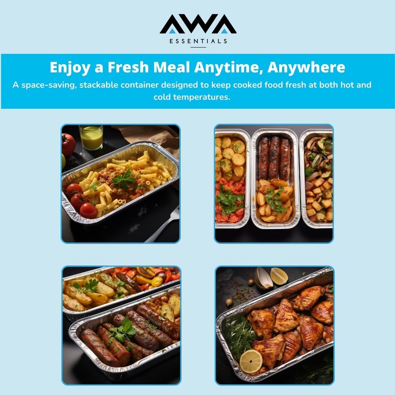 Aluminium Foil Food Containers with Lids - Pack of 50