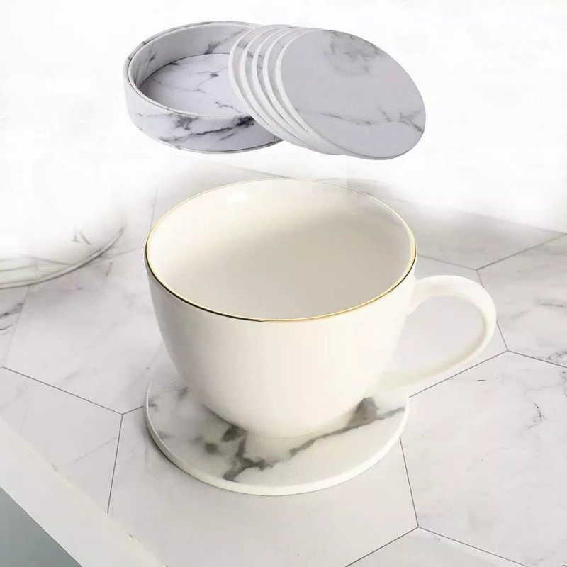 SANBREVE Porta Vasos Tazas Universal Mesa Moda Curpiel Grandes 7pcs
