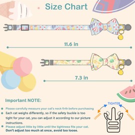 Faygarsle 2 Pack Cute Cat Collar with Bell Breakaway Bowtie Cat Collar for Male Female Cats Soft Fancy Blue Yellow Cat Collar with Ice Cream Sea Pattern Summer Cat Collar for Boy Girl Cats