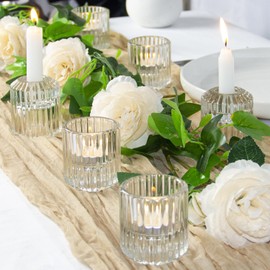 12 PCS Candlestick Holders - Clear Glass Tea Light Candle Holders Taper Candle Stick Holders for Candlesticks & Tealight, Multi Purpose Candle Stick for Centerpiece Table Decor