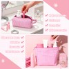 2 Pieces Striped Makeup Bag for Women Seersucker Cosmetic Travel